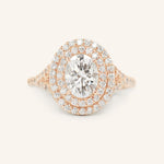 1 CT Oval Cut Double Halo Twisted Pave Lab-Grown Diamond Engagement Ring 2