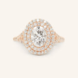 1 CT Oval Cut Double Halo Twisted Pave Lab-Grown Diamond Engagement Ring 2