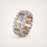 Princess & Round Moissanite Stones Two Tone Moissanite Wedding Band