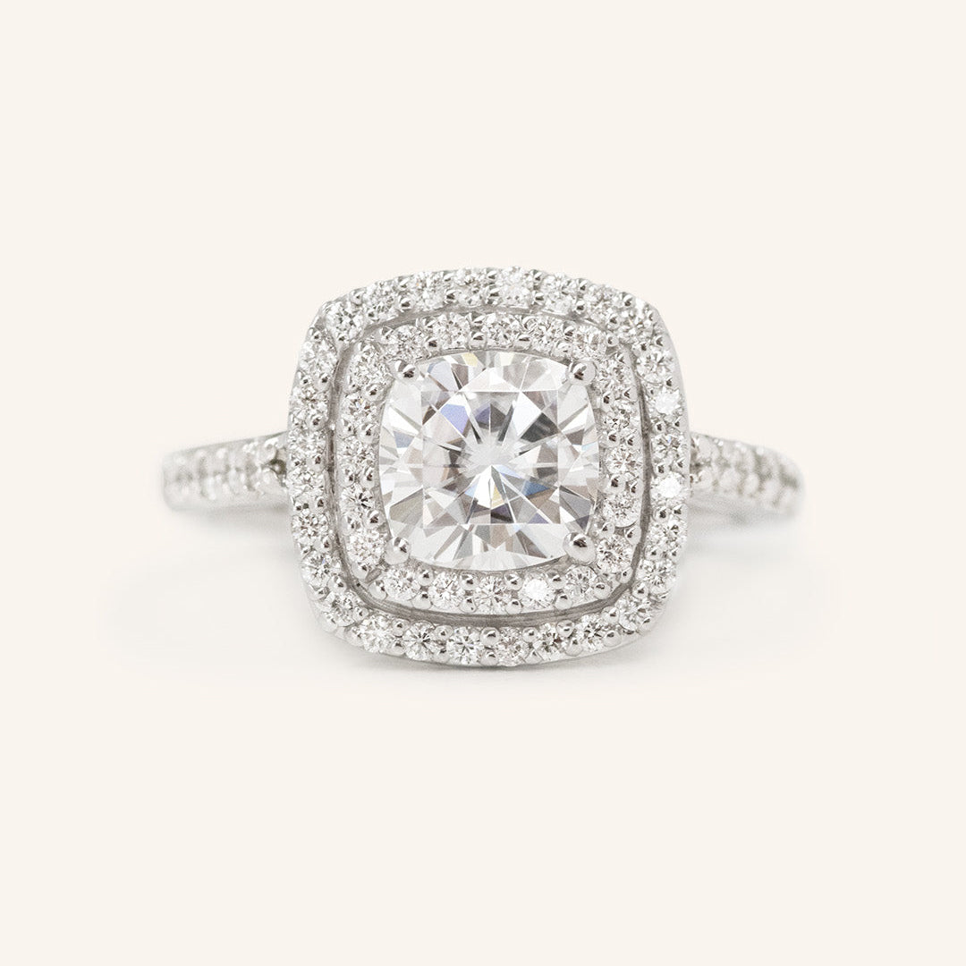 1 CT Cushion Cut Double Halo Lab-Grown Diamond Engagement Ring 1