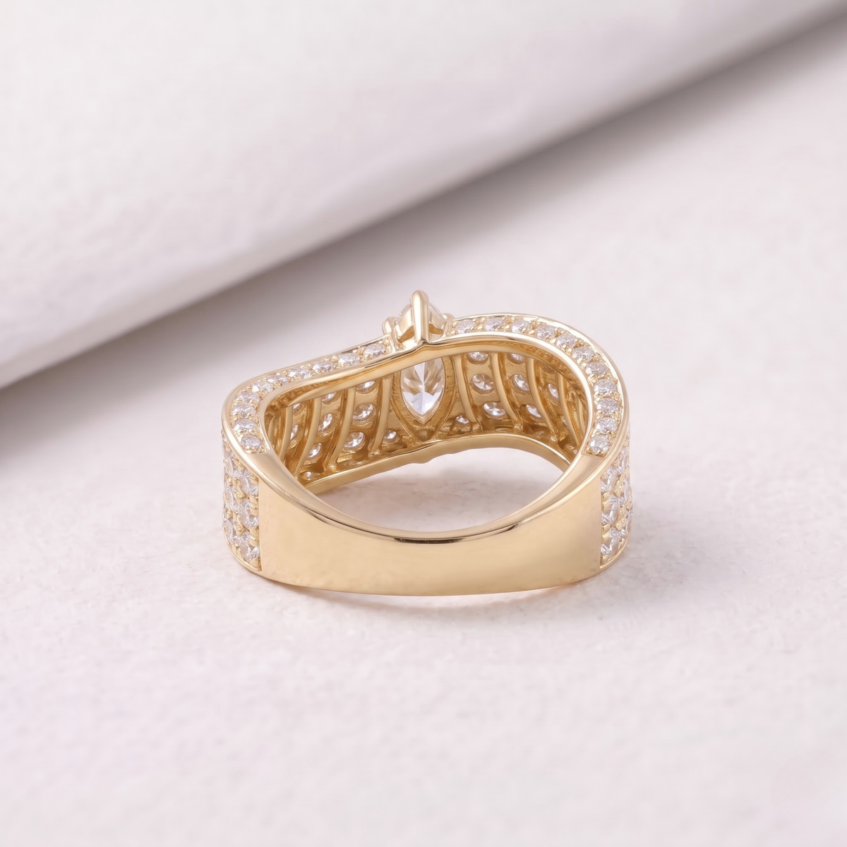 2 CT Pear Cut Curved Lab-Grown Diamond Engagement Ring