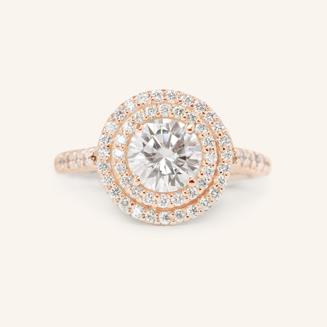 1 CT Round Cut Double Halo Lab-Grown Diamond Engagement Ring 2