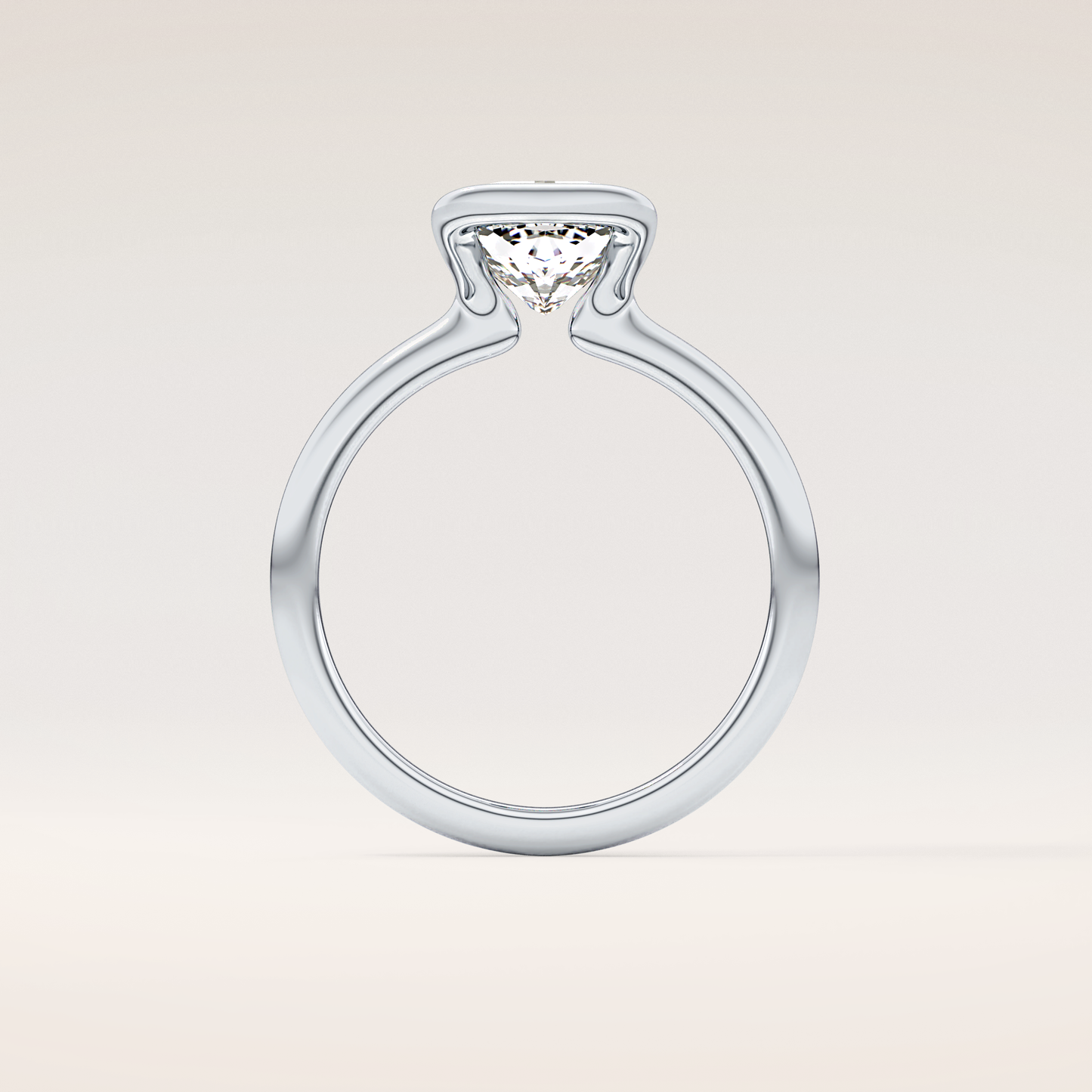 2.0 CT Cushion Cut Half Bezel Lab-Grown Diamond Engagement Ring
