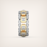 3.30 CT Two Tone Princess & Round Moissanite Diamond Band For Him