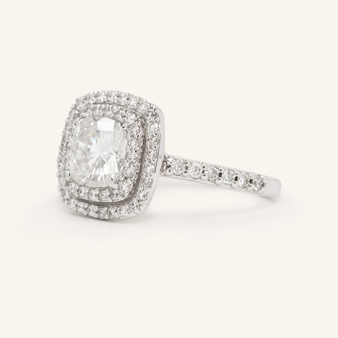 1 CT Cushion Cut Double Halo Lab-Grown Diamond Engagement Ring 3