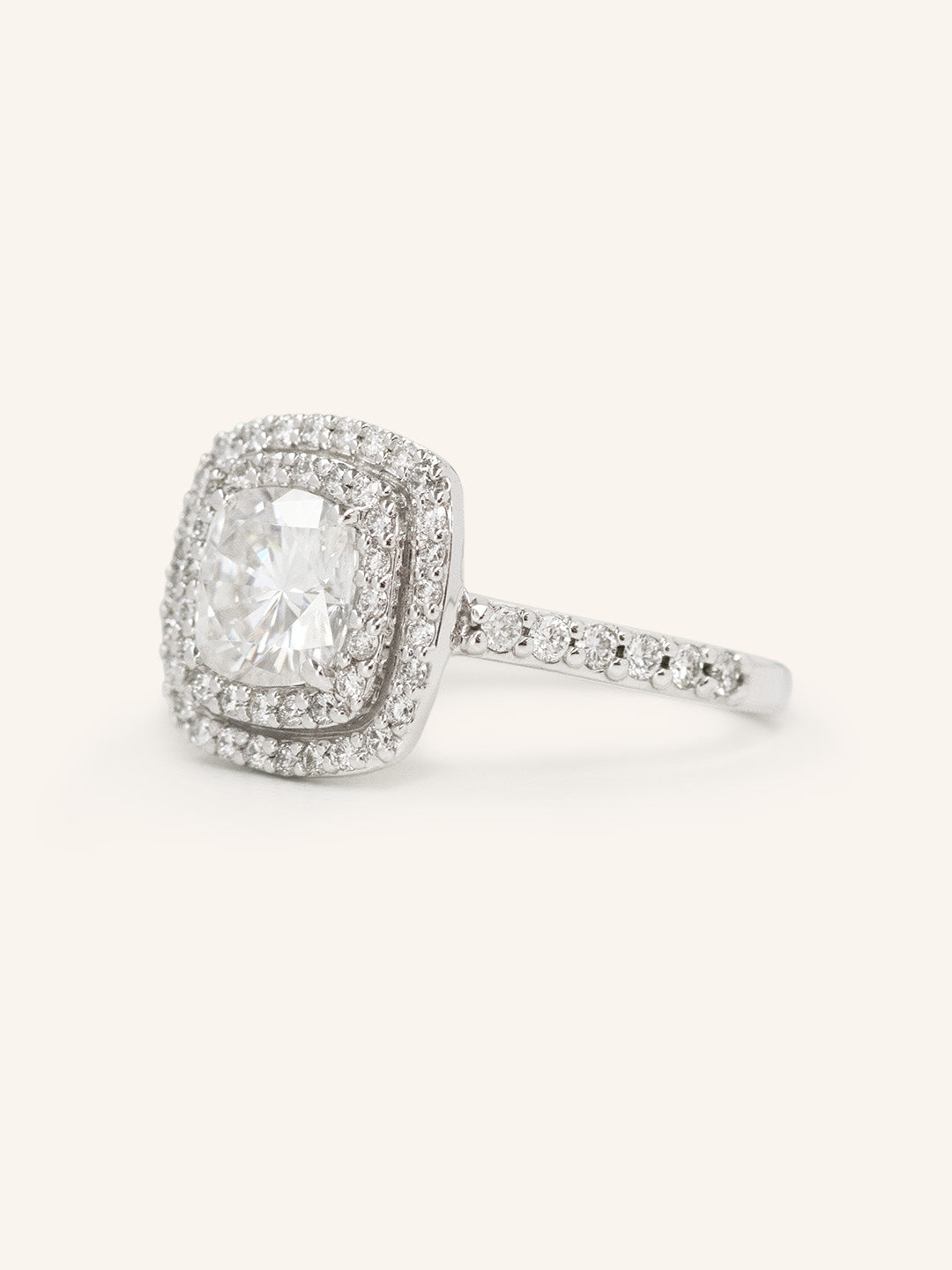 1 CT Cushion Cut Double Halo Lab-Grown Diamond Engagement Ring 3