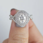 1 CT Oval Cut Double Halo & Twisted Pave Lab-Grown Diamond Engagement Ring 7