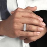 1.00 CT Muti- Row Setting Moissanite Diamond Band For Him