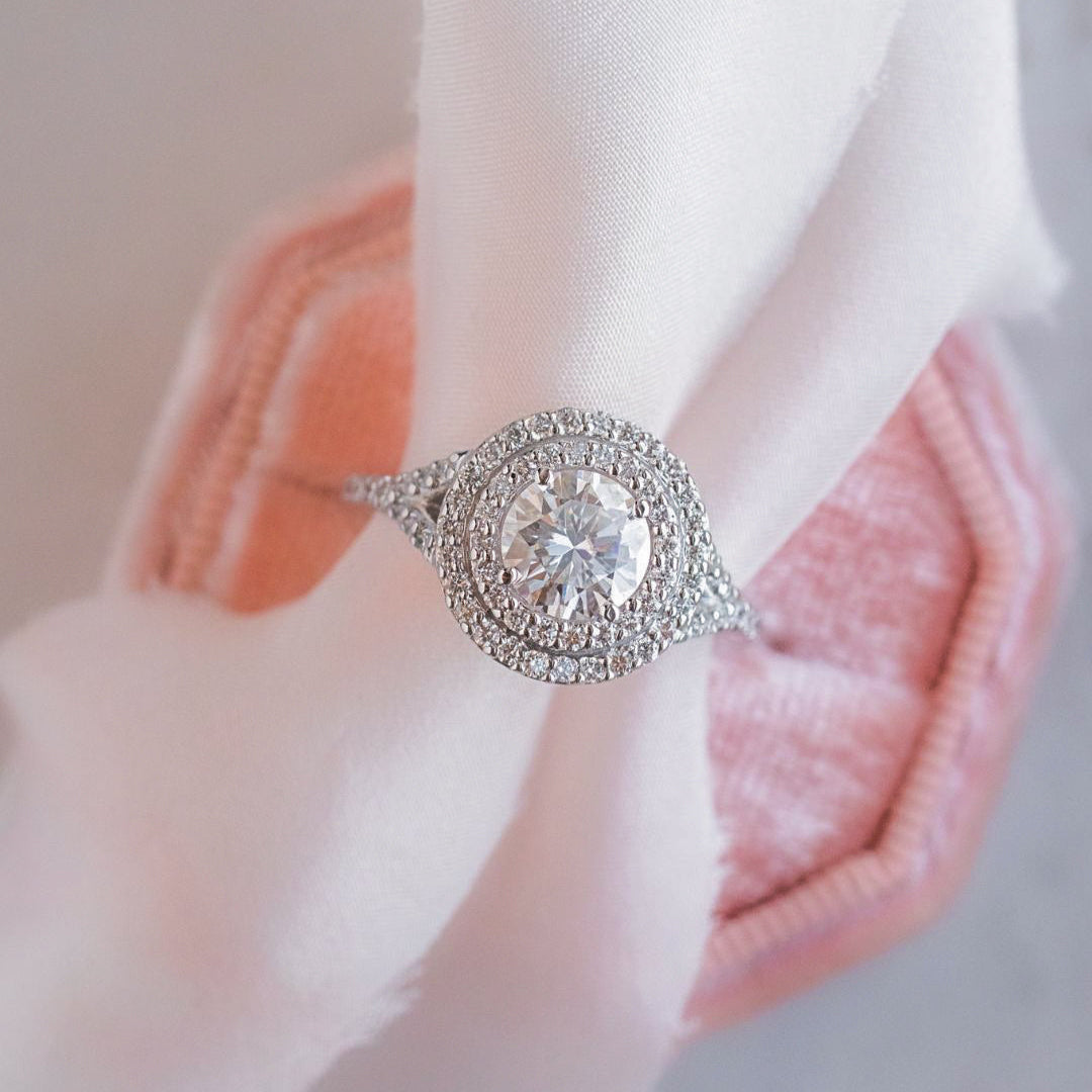 1 CT Round Cut Double Halo Lab-Grown Diamond Engagement Ring 5
