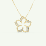 0.23 TCW Round Lab-Grown Diamond Flower Charm Necklace