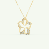 0.23 TCW Round Lab-Grown Diamond Flower Charm Necklace