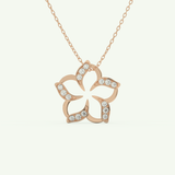 0.23 TCW Round Lab-Grown Diamond Flower Charm Necklace