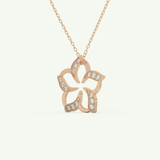 0.23 TCW Round Lab-Grown Diamond Flower Charm Necklace