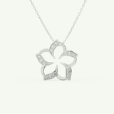 0.23 TCW Round Lab-Grown Diamond Flower Charm Necklace