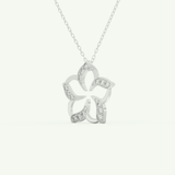 0.23 TCW Round Lab-Grown Diamond Flower Charm Necklace