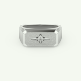 0.06 CT Round Shaped Signet Lab-Grown Diamond Wedding Band For Men 13