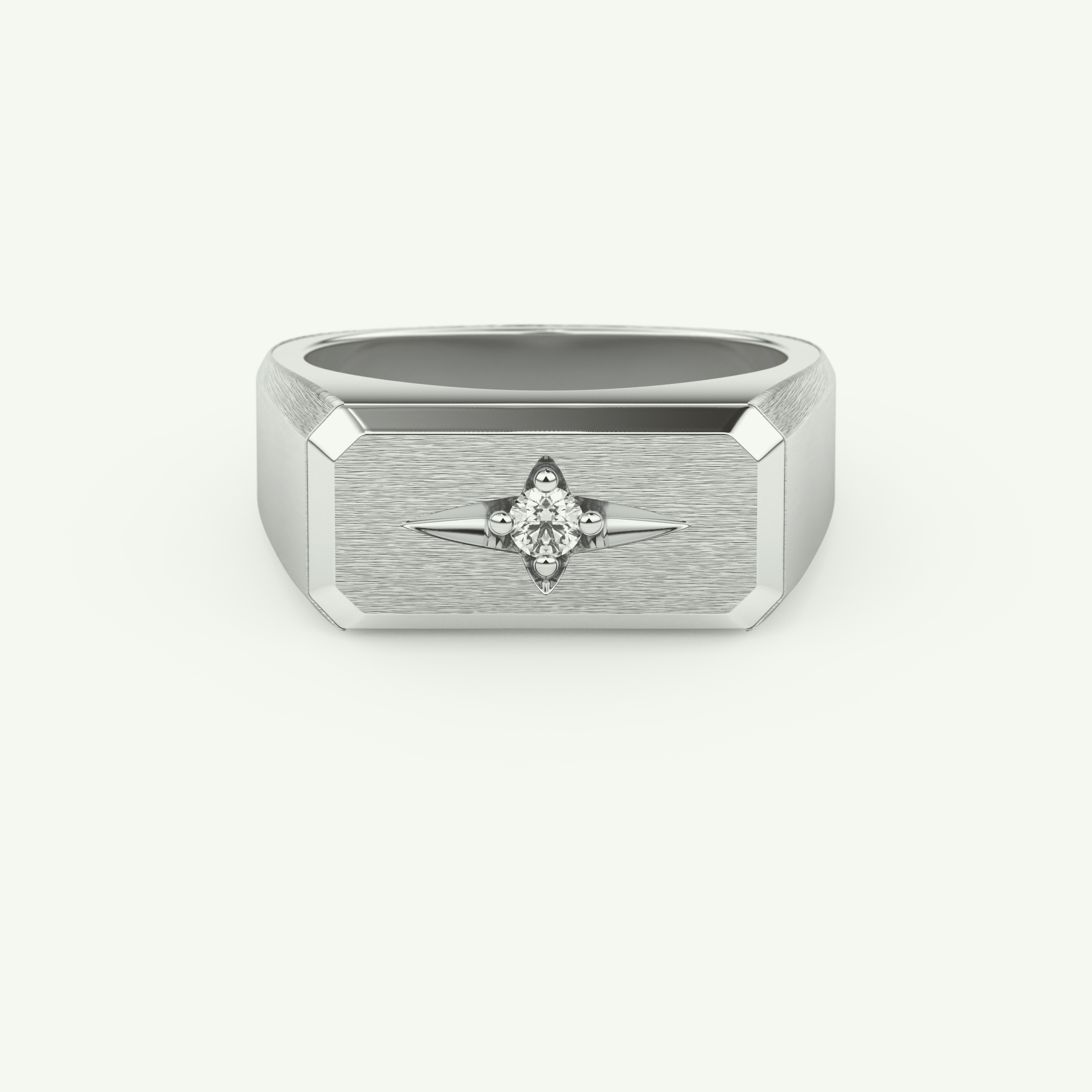 0.06 CT Round Shaped Signet Lab-Grown Diamond Wedding Band For Men 13