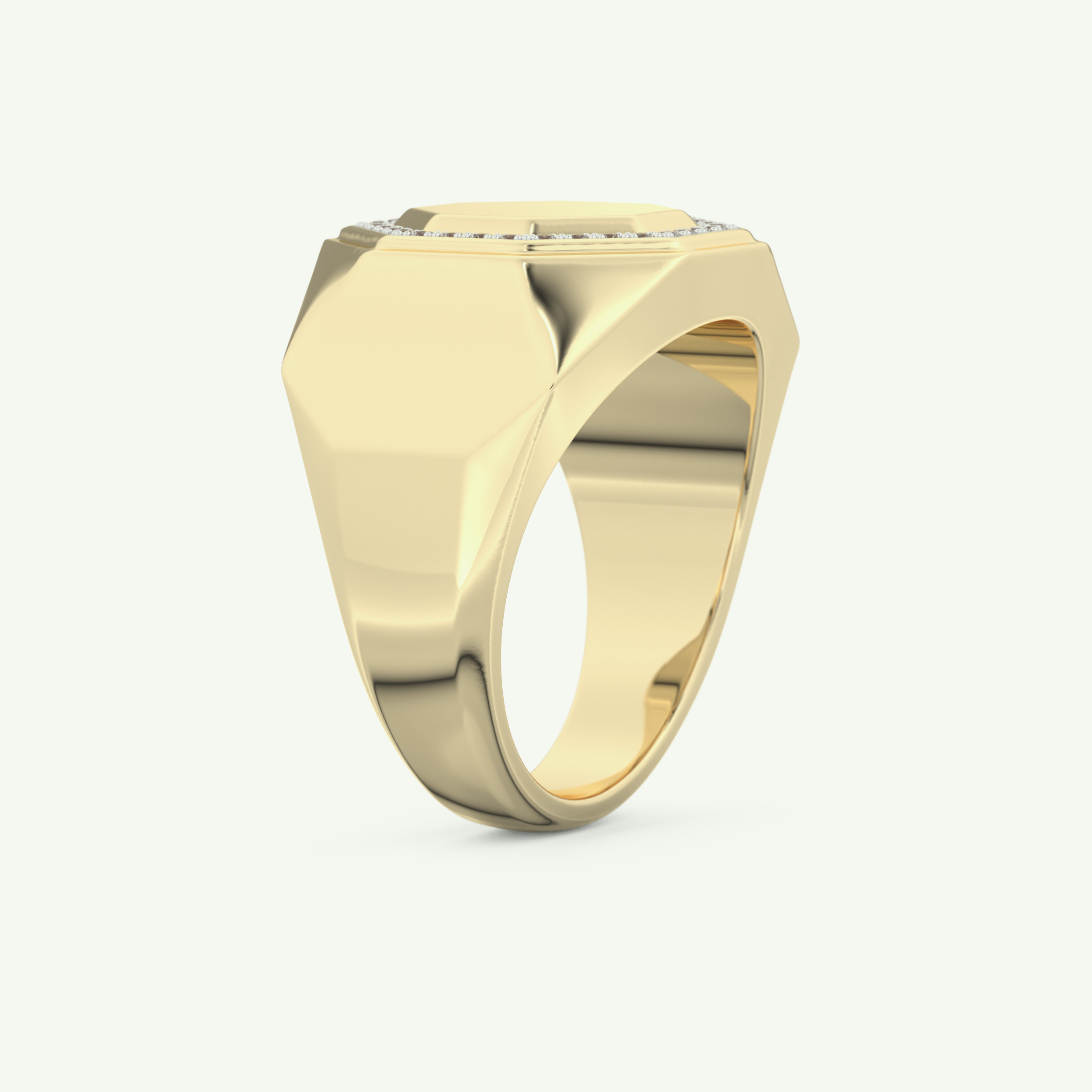 0.18 TCW Round Shaped Signet Lab-Grown Diamond Wedding Band For Men 4