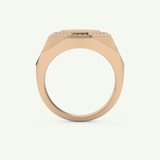 0.18 TCW Round Shaped Signet Lab-Grown Diamond Wedding Band For Men 11