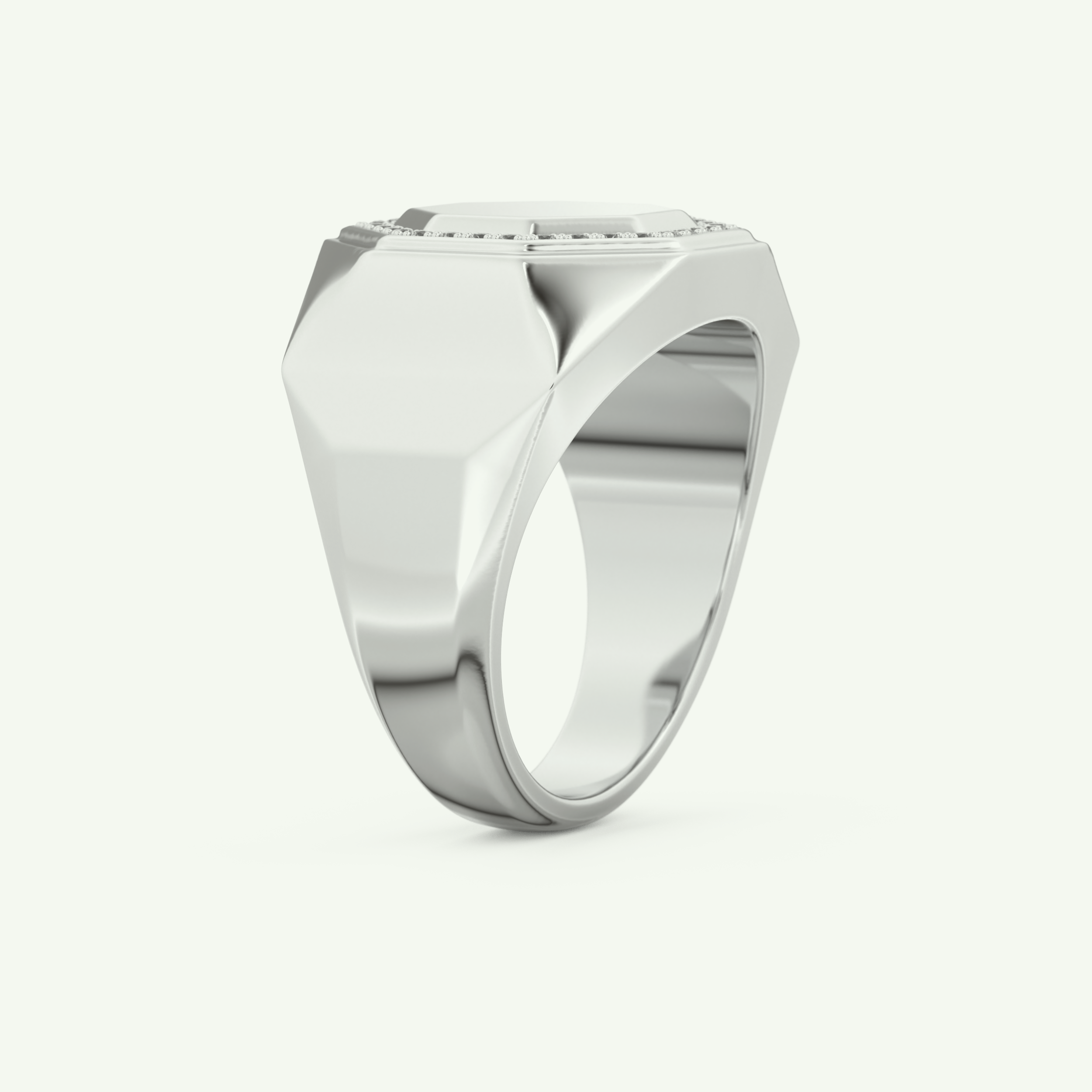 0.18 TCW Round Shaped Signet Lab-Grown Diamond Wedding Band For Men 16