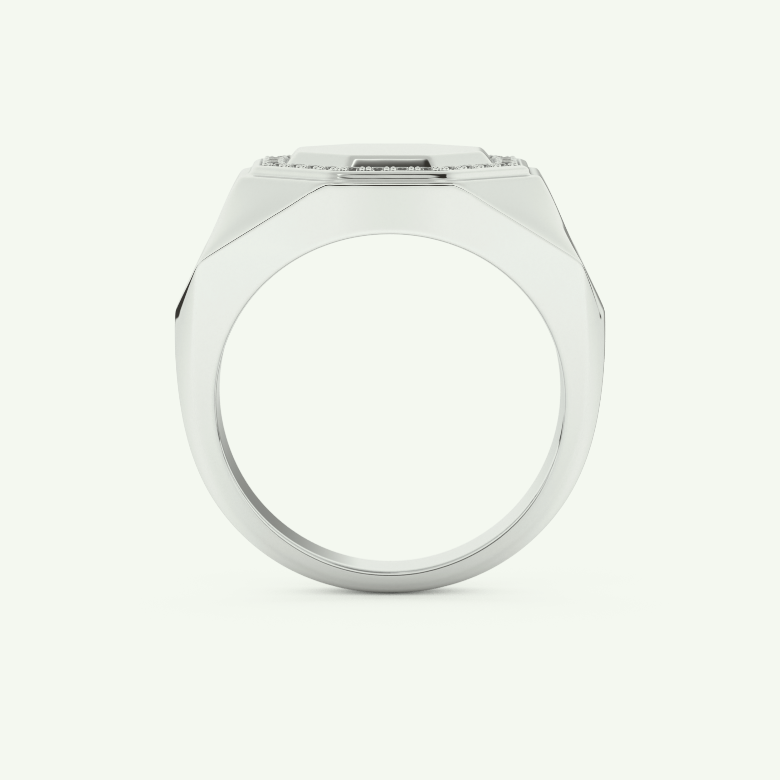 0.18 TCW Round Shaped Signet Lab-Grown Diamond Wedding Band For Men 17