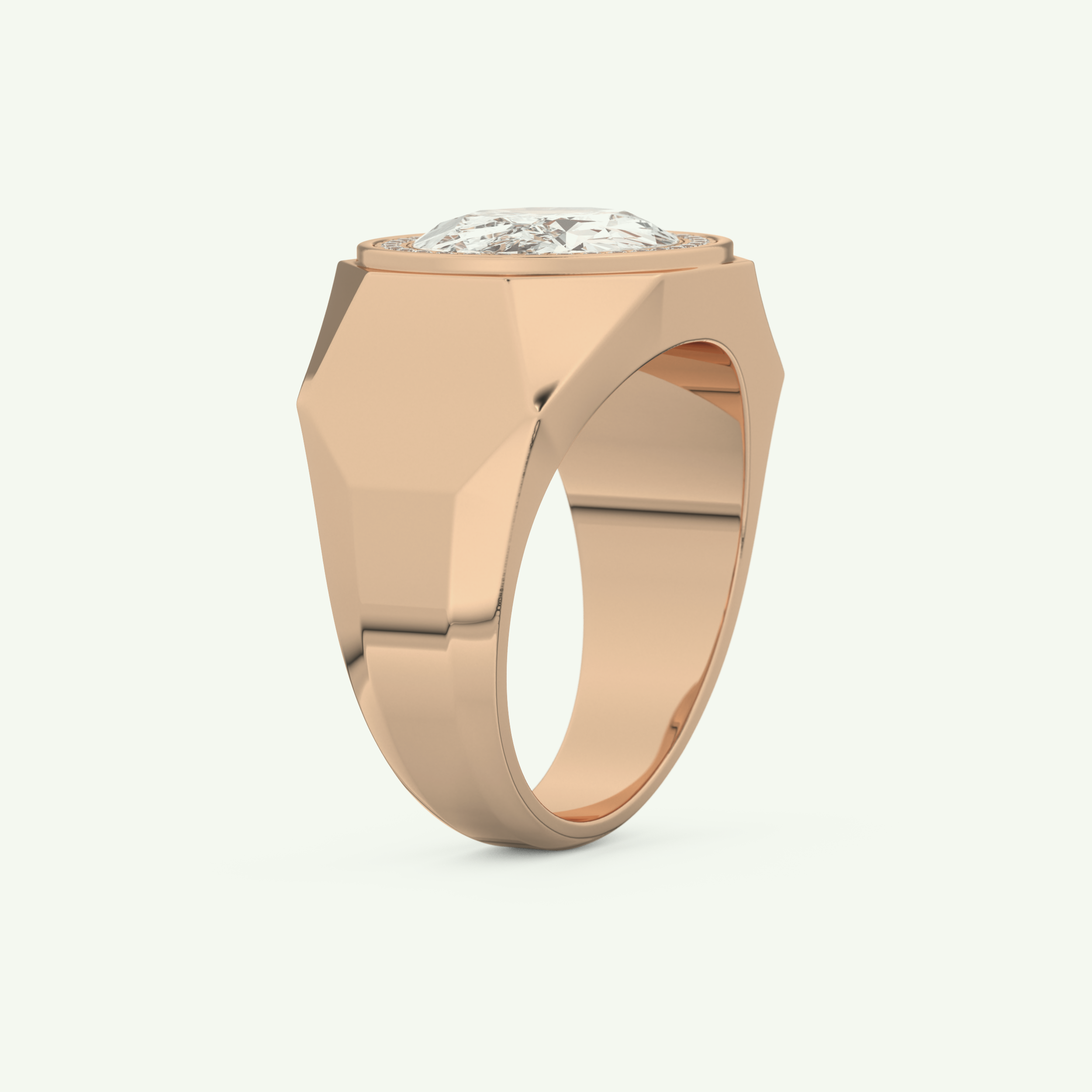 2.36 CT Oval Shaped Halo Lab Grown Diamond Wedding Band For Men 10