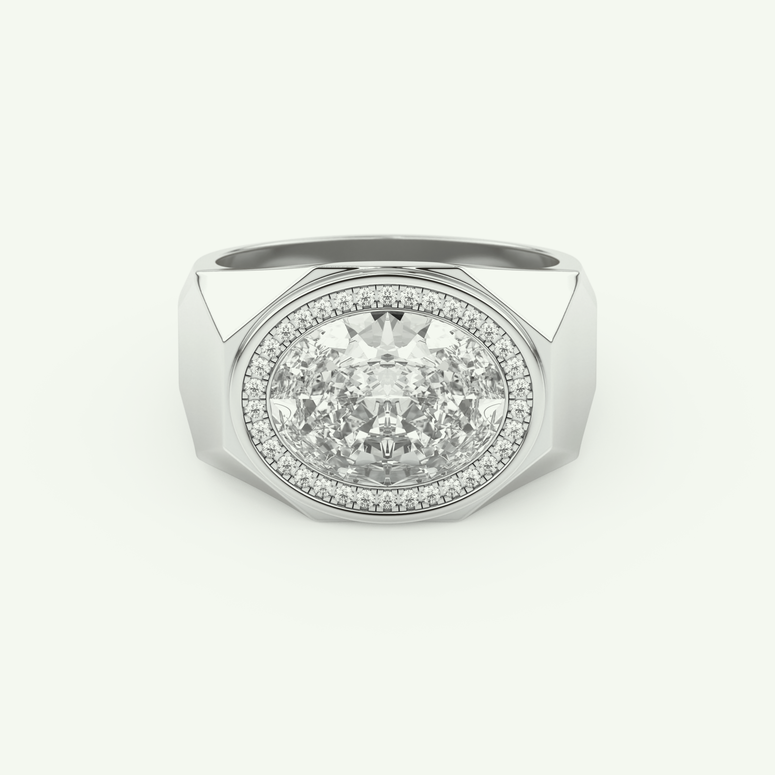 2.36 CT Oval Shaped Halo Lab Grown Diamond Wedding Band For Men 13