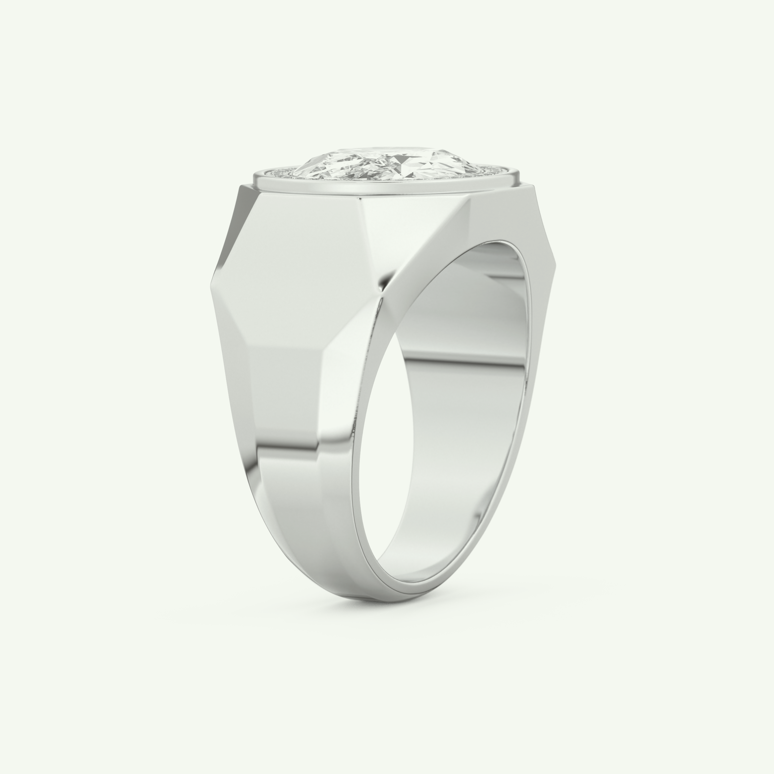 2.36 CT Oval Shaped Halo Lab Grown Diamond Wedding Band For Men 16