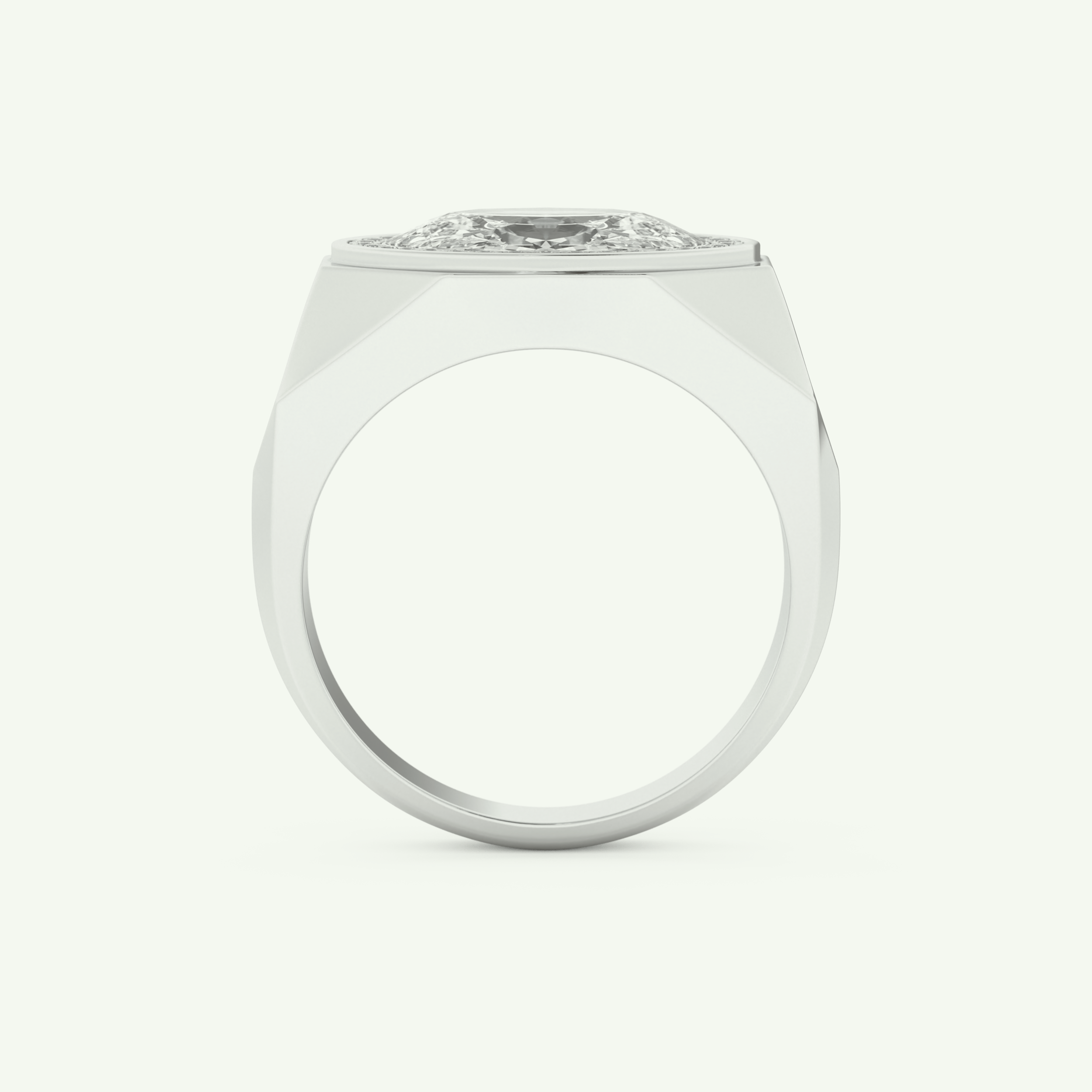 2.36 CT Oval Shaped Halo Lab Grown Diamond Wedding Band For Men 17