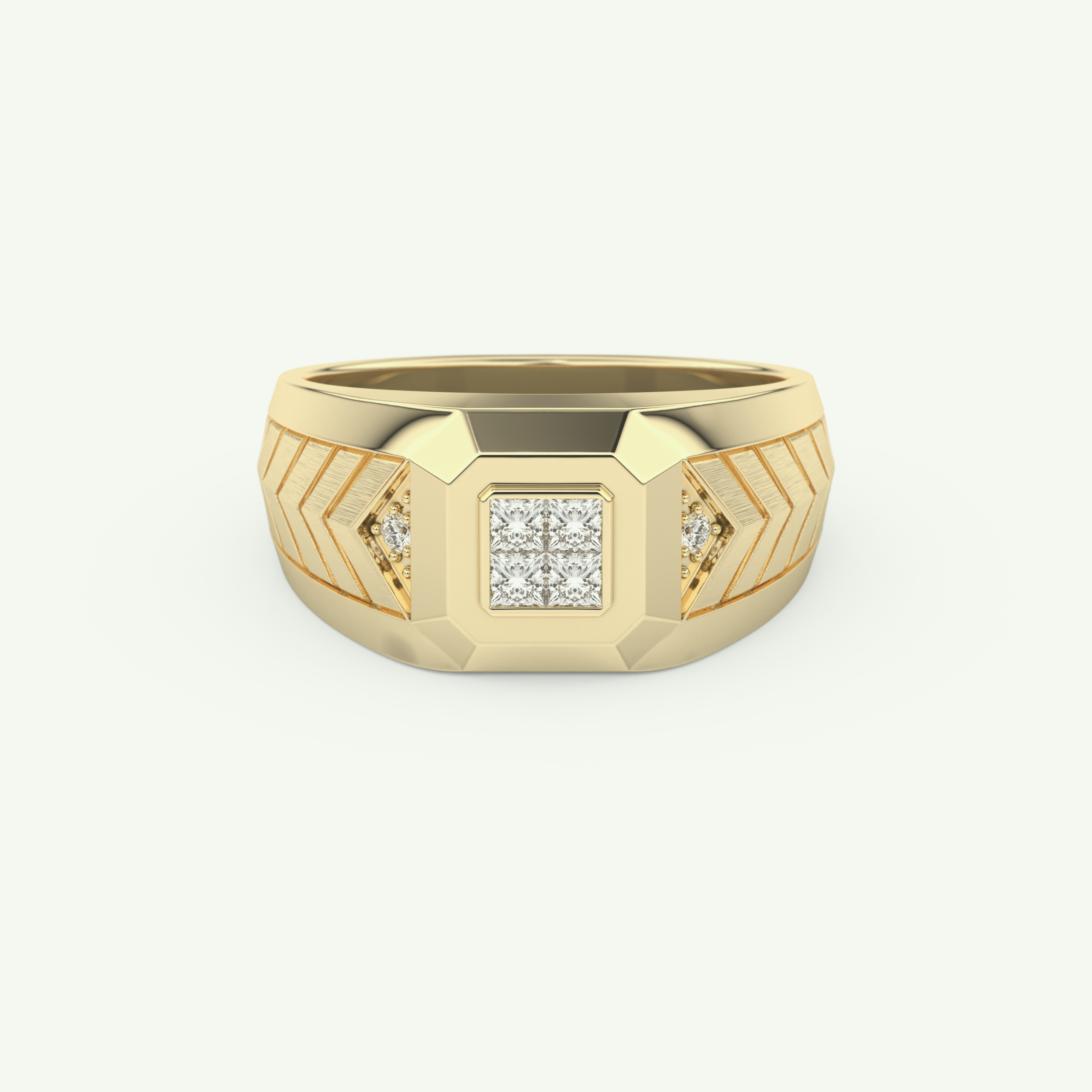 0.381 CT Round & Princess Shaped Patterned Lab Grown Diamond Wedding Band For Men 1