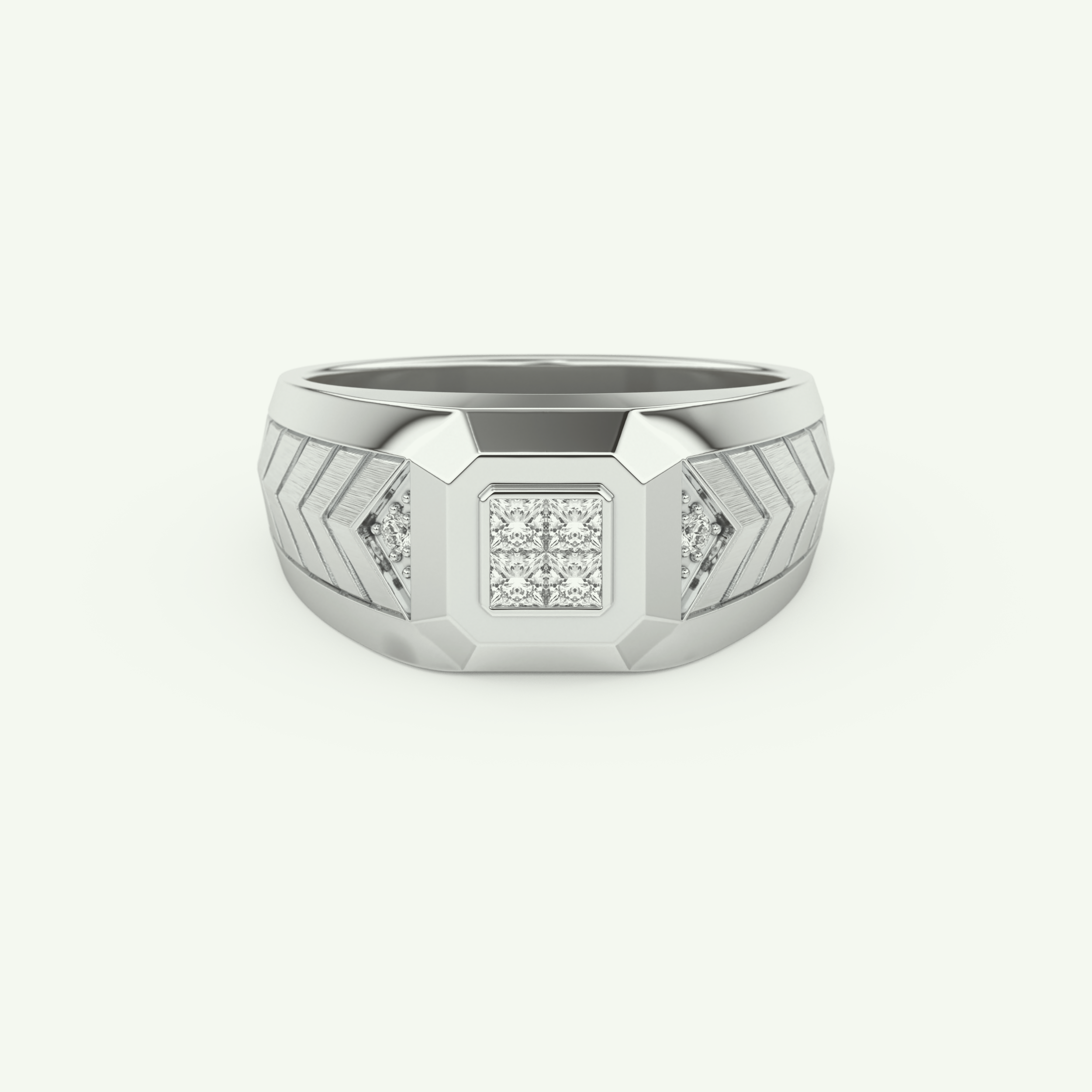 0.381 CT Round & Princess Shaped Patterned Lab Grown Diamond Wedding Band For Men 13