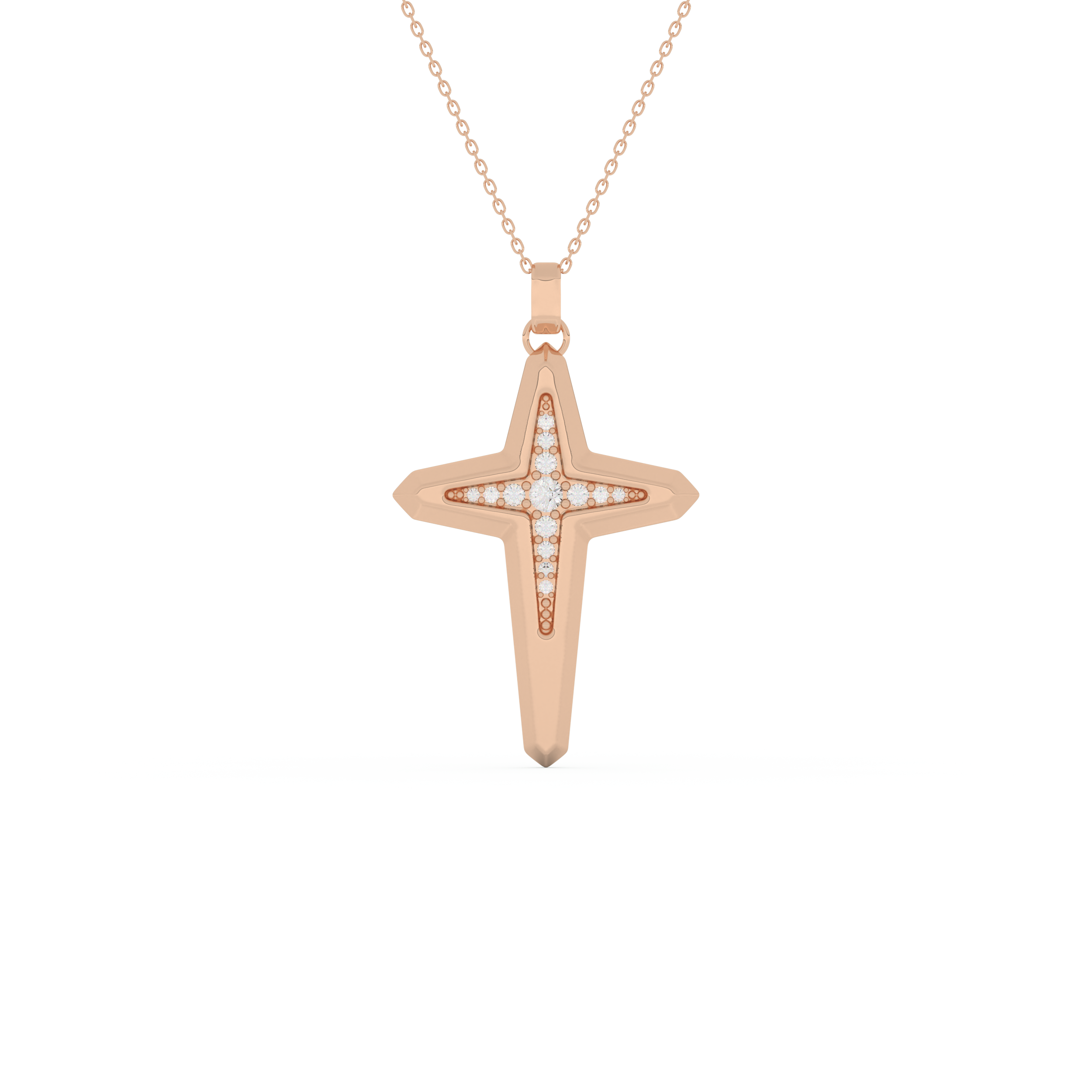 0.193 TCW Round Lab-Grown Diamond Cross Necklace 5