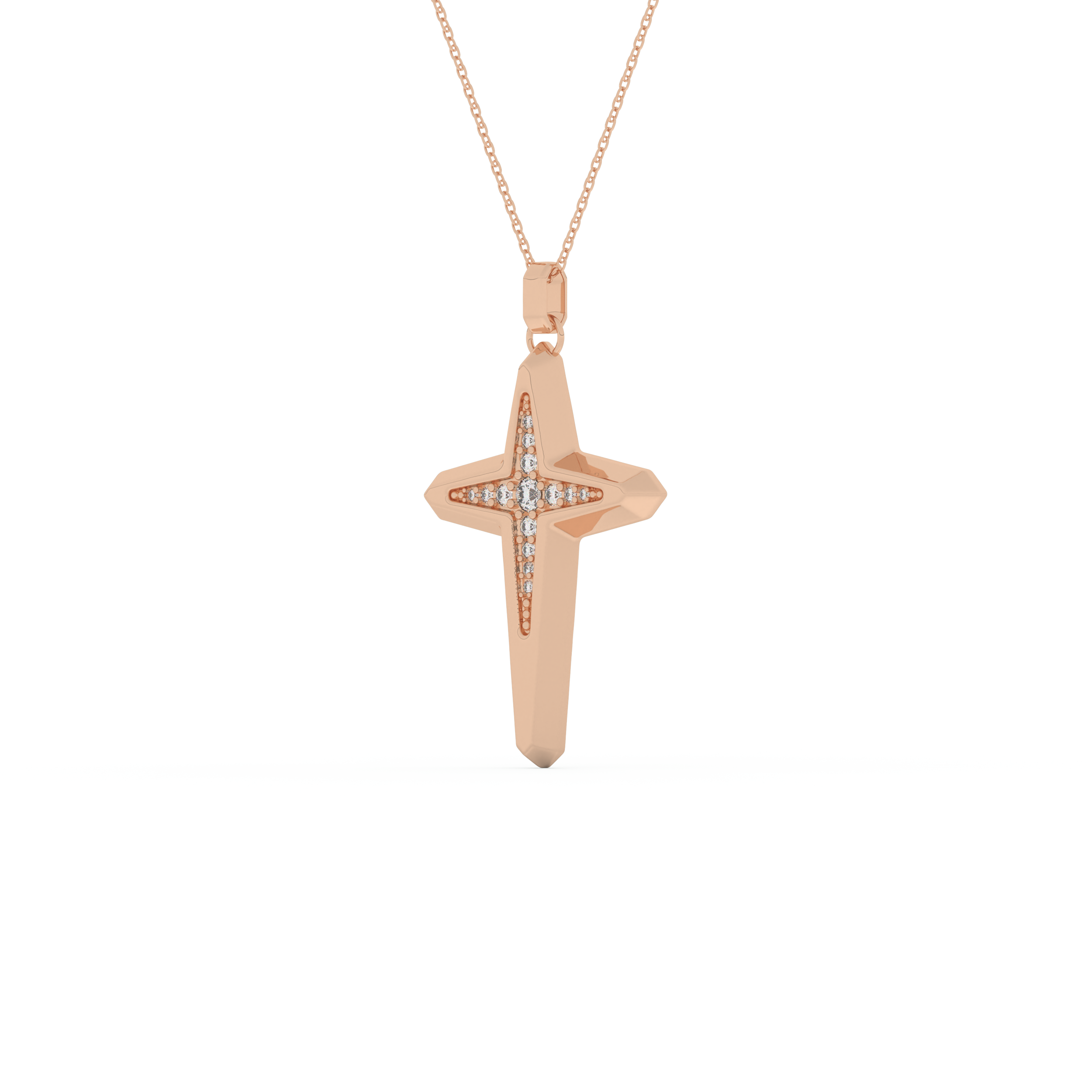 0.193 TCW Round Lab-Grown Diamond Cross Necklace 6