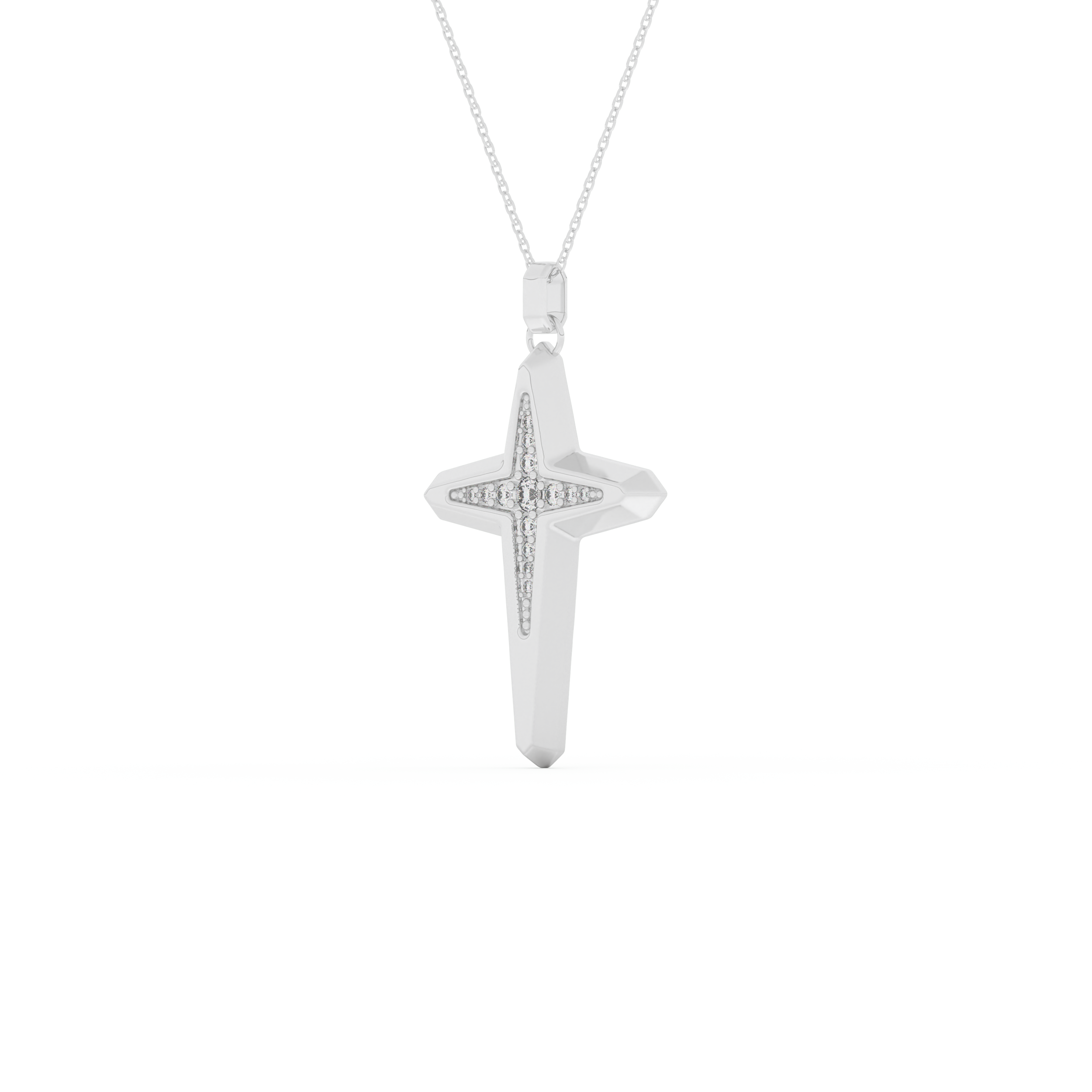 0.193 TCW Round Lab-Grown Diamond Cross Necklace 10