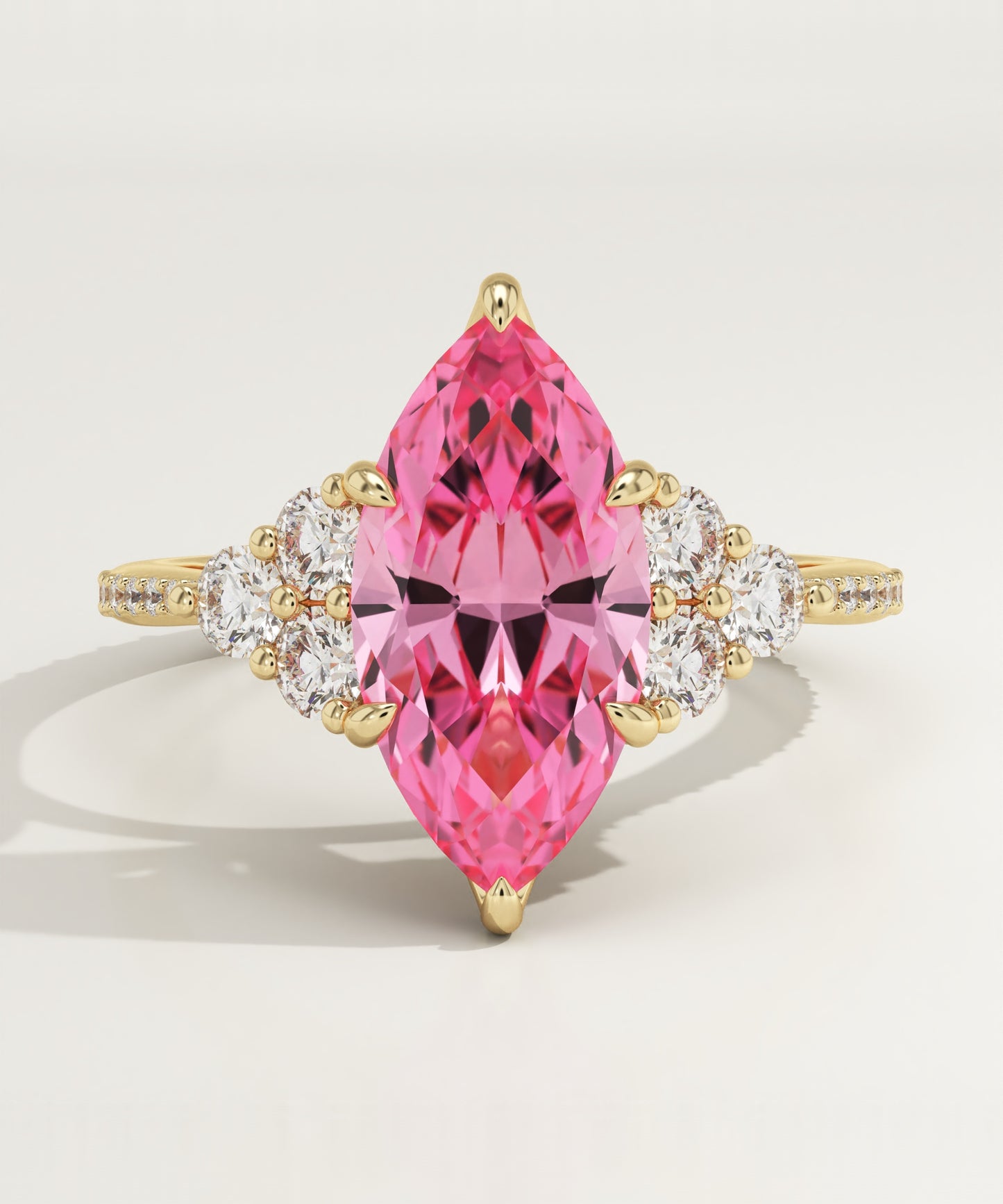 2.5 CT Marquise Cut Cluster Lab-Grown Pink Tourmaline Gemstone Engagement Ring