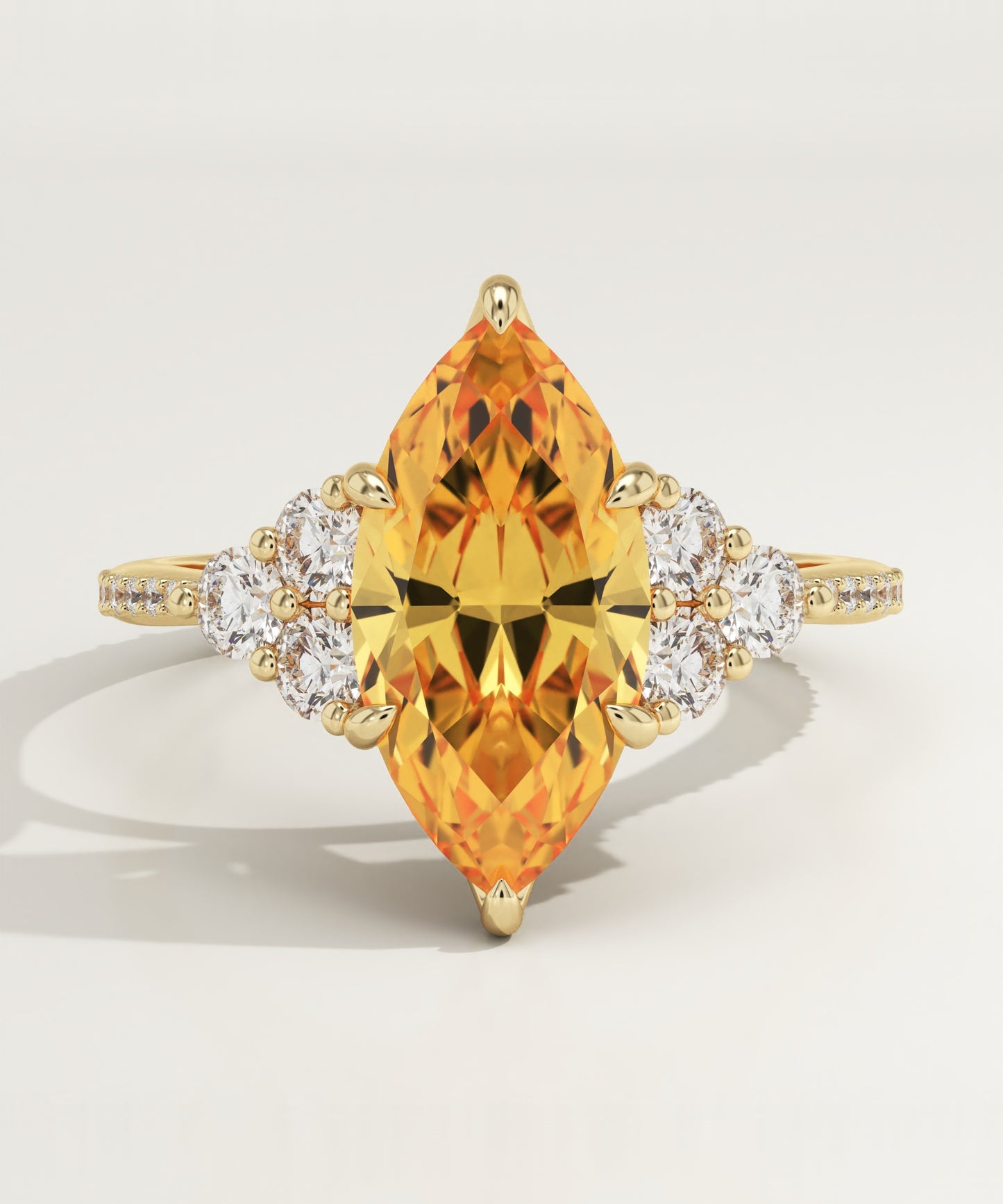 2.5 CT Marquise Cut Cluster Lab-Grown Citrine Gemstone Engagement Ring