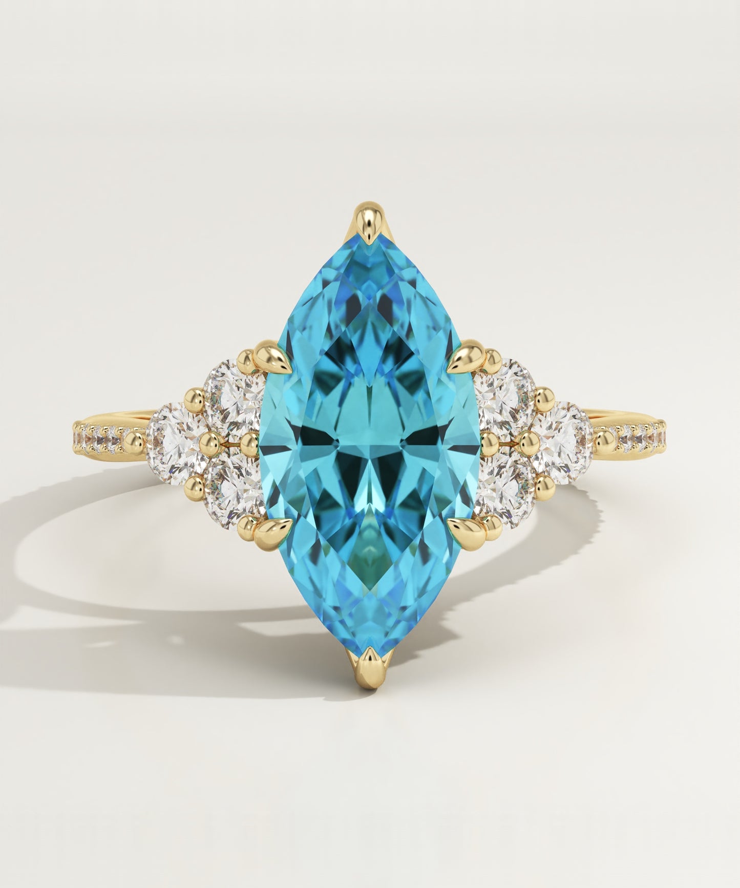 2.5 CT Marquise Cut Cluster Lab-Grown Blue Topaz Gemstone Engagement Ring