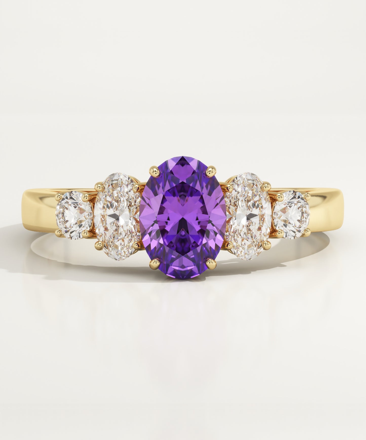 0.63 CT Oval Cut Cluster Lab-Grown Amethyst Gemstone Engagement Ring