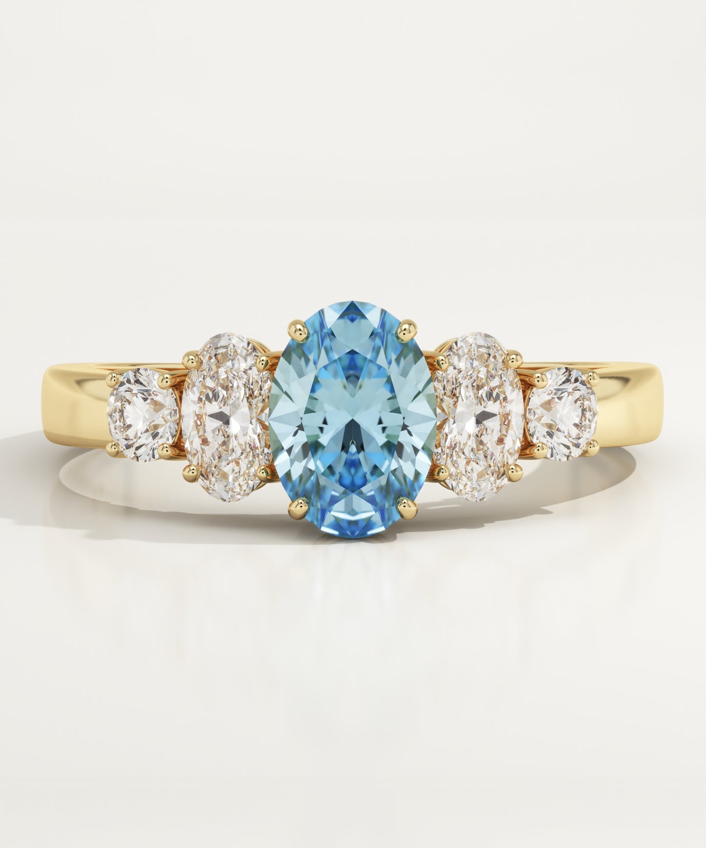 0.17 CT Oval Cut Cluster Lab-Grown Aquamarine Gemstone Engagement Ring