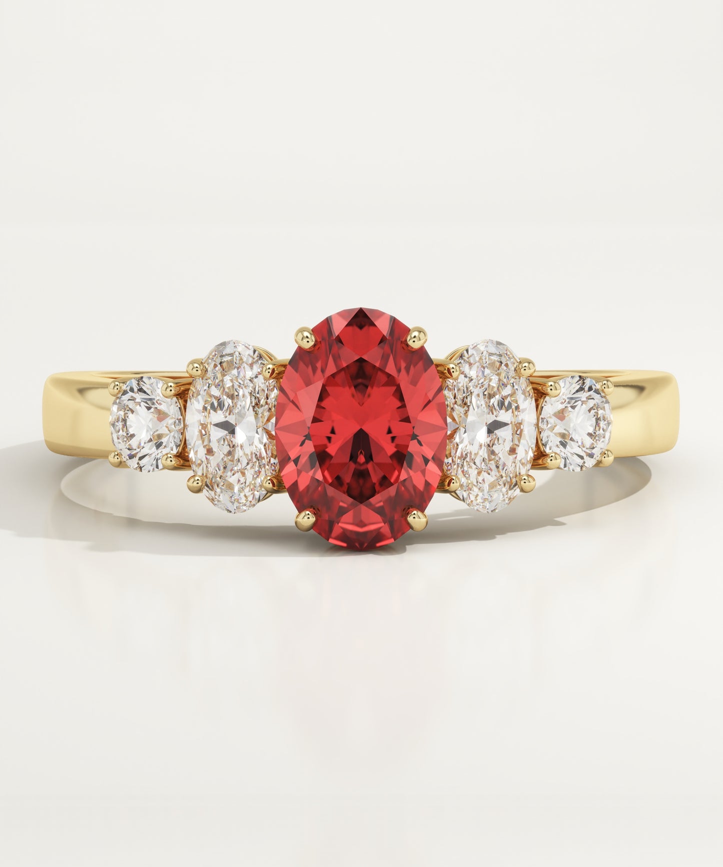 0.63 CT Oval Cut Cluster Lab-Grown Ruby Gemstone Engagement Ring