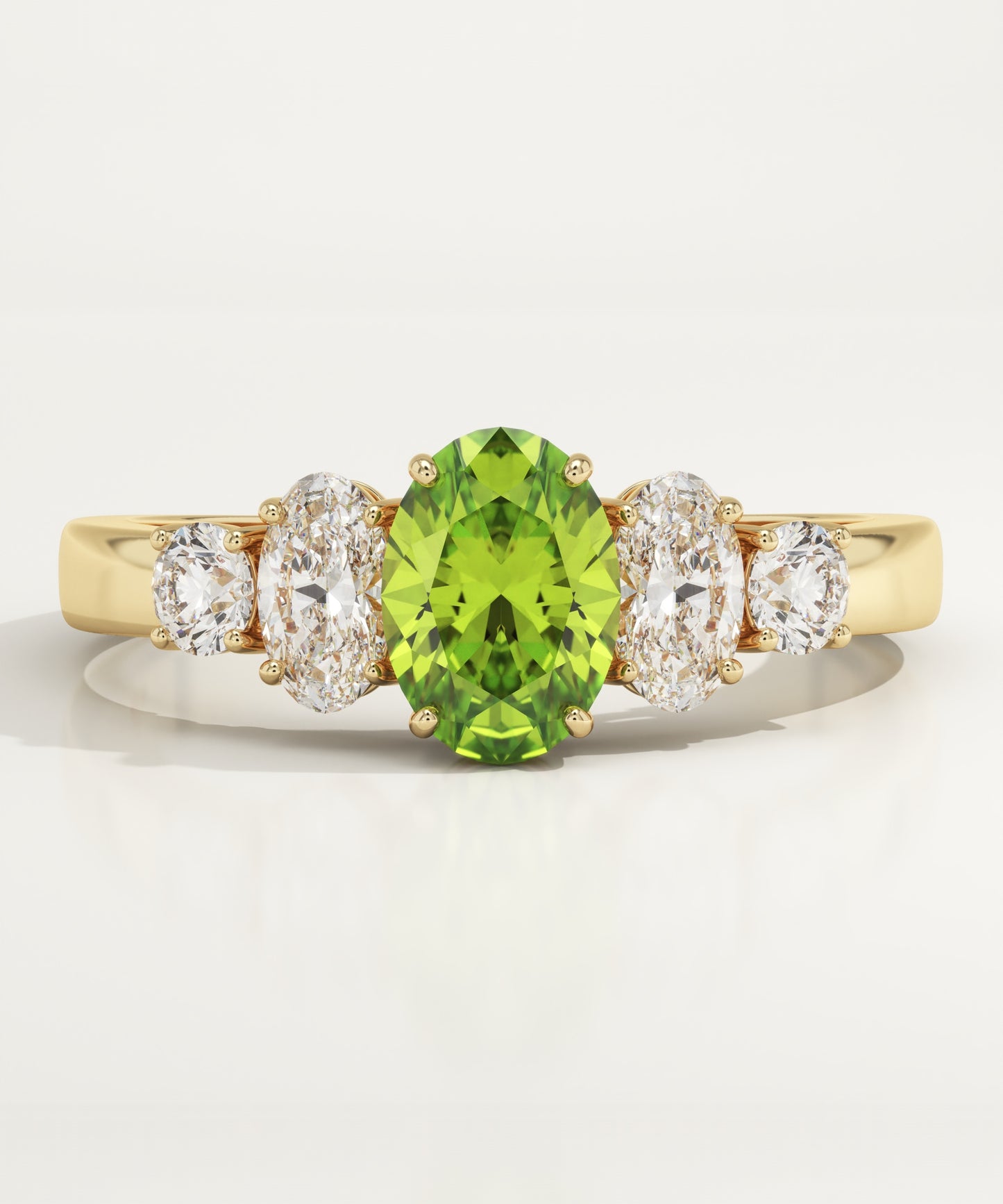 0.63 CT Oval Cut Cluster Lab-Grown Peridot Gemstone Engagement Ring