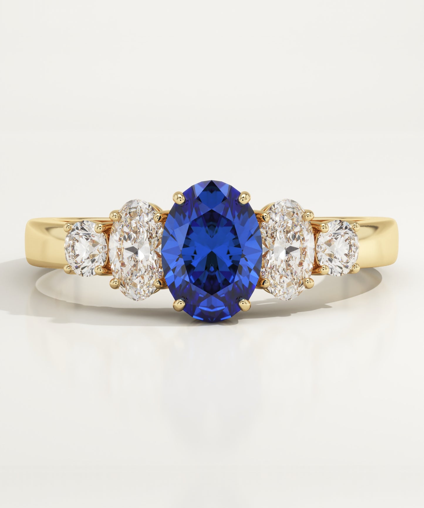 0.63 CT Oval Cut Cluster Lab-Grown Sapphire Gemstone Engagement Ring