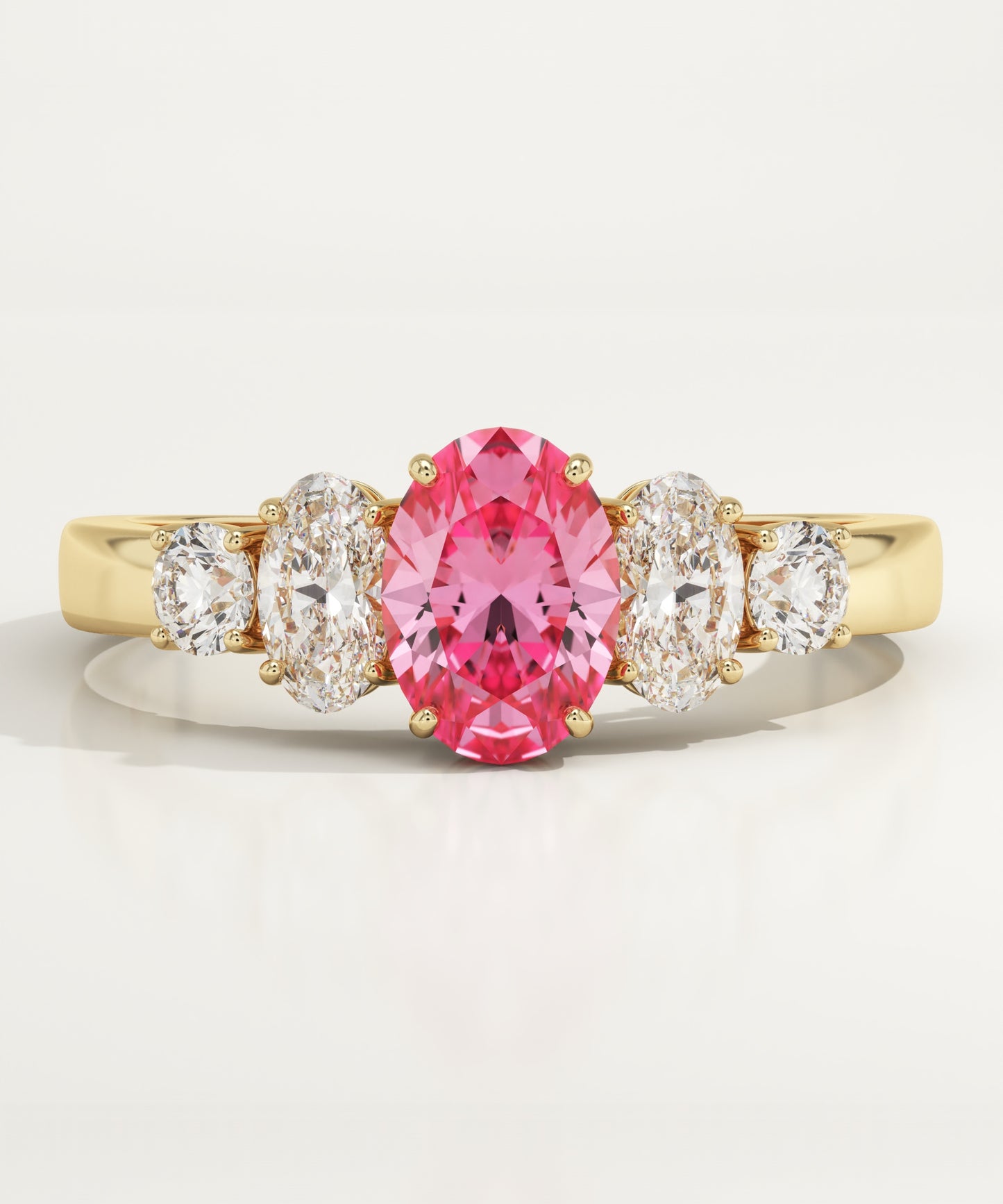 0.17 CT Oval Cut Cluster Lab-Grown Pink Tourmaline Gemstone Engagement Ring