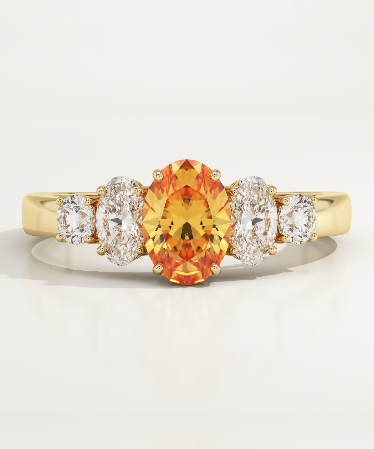 0.63 CT Oval Cut Cluster Lab-Grown Citrine Gemstone Engagement Ring