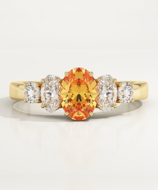 0.17 CT Oval Cut Cluster Lab-Grown Citrine Gemstone Engagement Ring