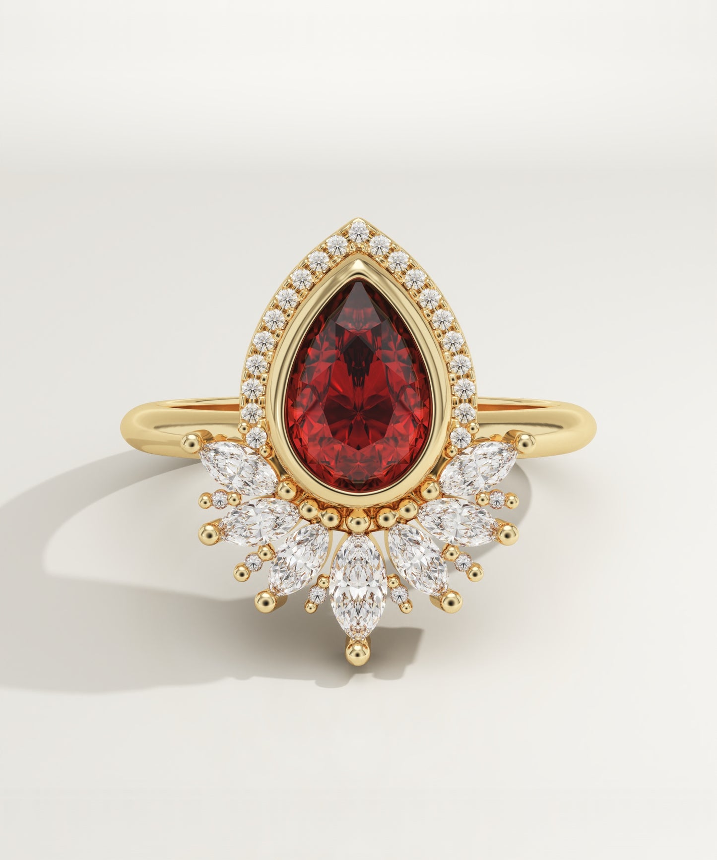 1.55 CT Pear Cut Cluster Lab-Grown Garnet Gemstone Engagement Ring