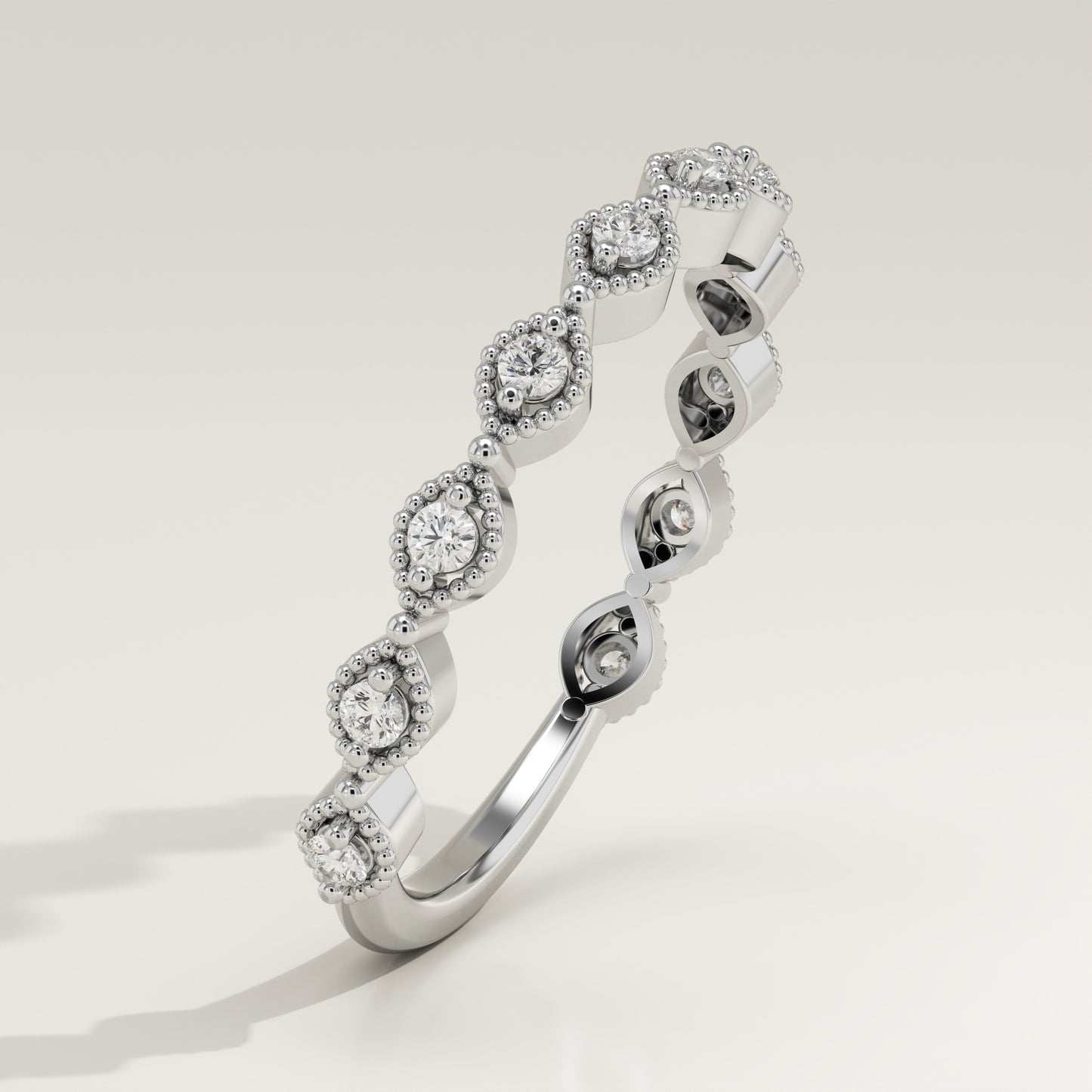 0.16 TCW Round Moissanite Half Eternity Wedding Band (US Size 5.75 Ready To Ship)