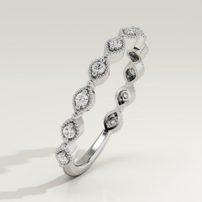 0.16 TCW Round Moissanite Half Eternity Wedding Band (US Size 5.75 Ready To Ship)