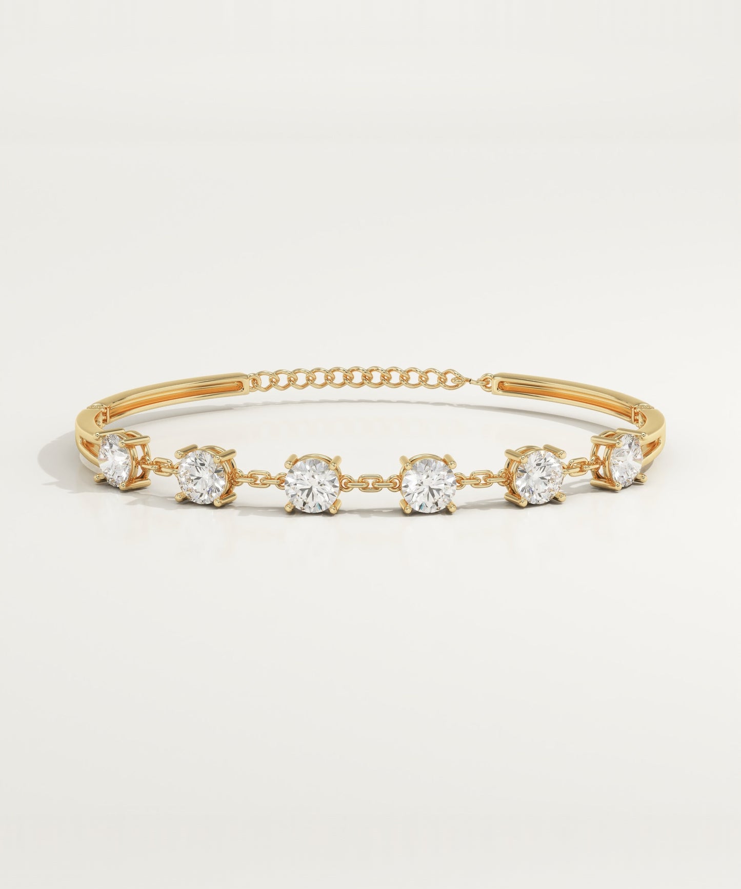 1 TCW Round Shaped Lab-Grown Diamond Chained Bangle Bracelet