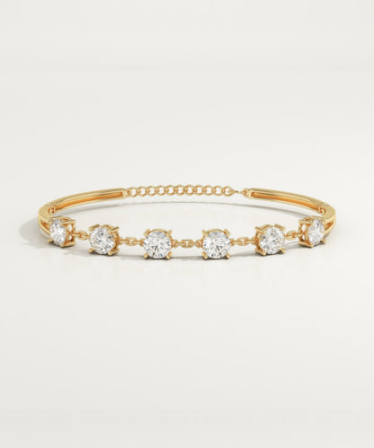 1 TCW Round Shaped Lab-Grown Diamond Chained Bangle Bracelet